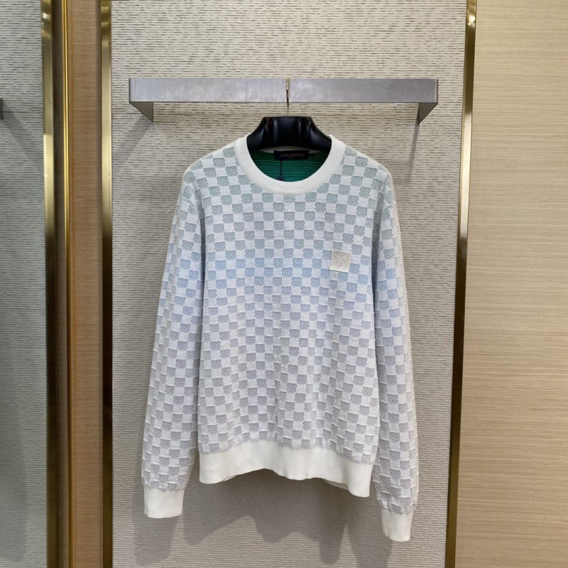 wsxc1744423979334_0.jpg LV Gradient Checkerboard Knit Round Neck Long Sleeve - 图片 1