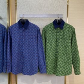 Gucci turndown collar Printed Long Sleeve Shirt Blue