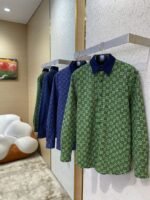 Gucci turndown collar Printed Long Sleeve Shirt Green - 图片 3