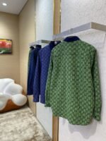 Gucci turndown collar Printed Long Sleeve Shirt Green - 图片 4