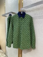Gucci turndown collar Printed Long Sleeve Shirt Green - 图片 5