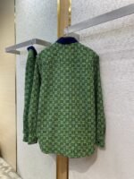 Gucci turndown collar Printed Long Sleeve Shirt Green - 图片 7
