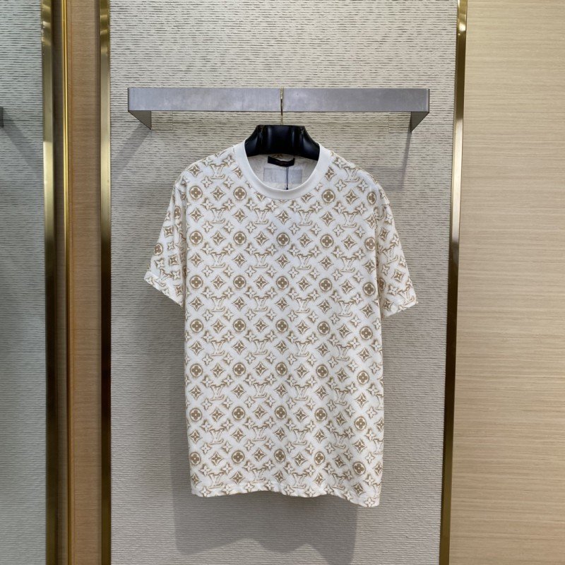 wsxc1744432094667_0.jpg LV Logo Printed Crew Neck Short Sleeve T-Shirt - 图片 1
