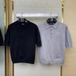 Fendi Embossed Logo Polo Neck Short Sleeve Grey