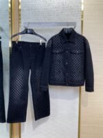 LV tessellated washed flocked denim outerwear