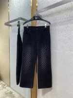 LV tessellated washed and flocked denim trousers - 图片 5