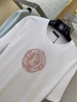 LV Logo Printed Crew Neck Short Sleeve T-Shirt Pink - 图片 6