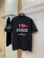 Balenciaga Love Print Short Sleeve T-Shirt Black - 图片 5