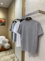 Gucci Red and Green Woven Neckline Crew Neck Short Sleeve T-Shirt Grey - 图片 4