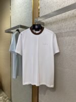 Gucci Red and Green Woven Neckline Crew Neck Short Sleeve T-Shirt White - 图片 5