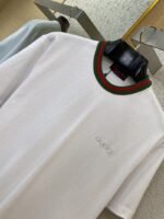 Gucci Red and Green Woven Neckline Crew Neck Short Sleeve T-Shirt White - 图片 6