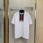 Gucci Collar Stripe Printed Round Neck Short Sleeve T-Shirt