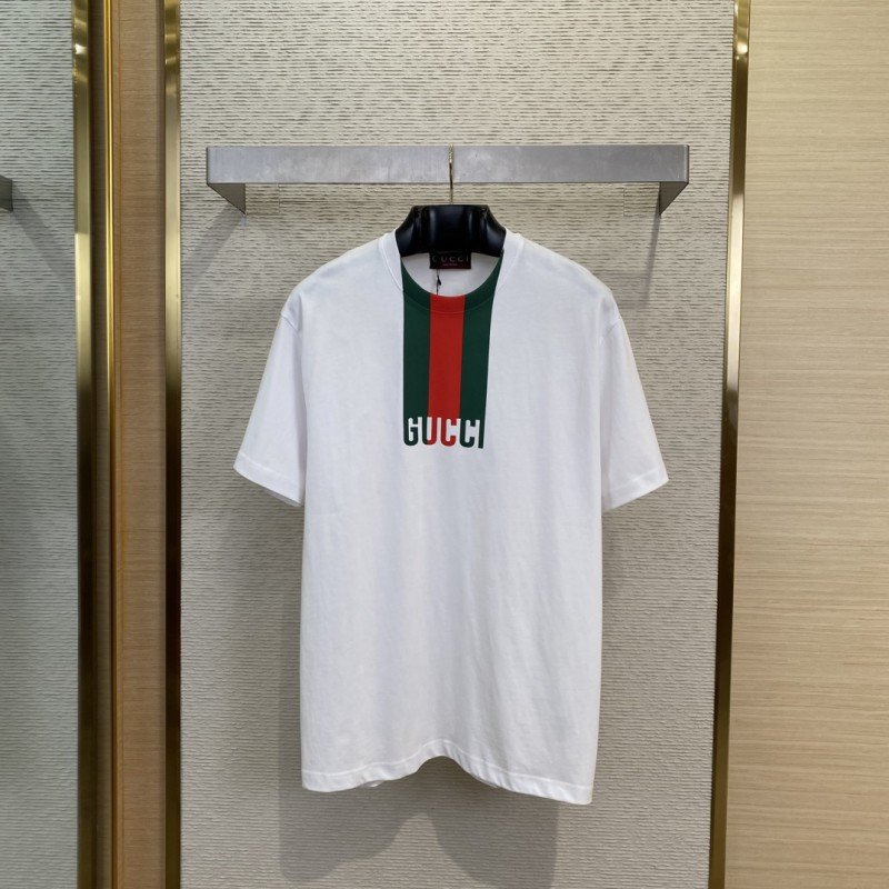wsxc1745548762288_0.jpg Gucci Collar Stripe Printed Round Neck Short Sleeve T-Shirt - 图片 1