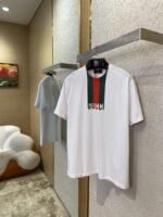 Gucci Collar Stripe Printed Round Neck Short Sleeve T-Shirt - 图片 3