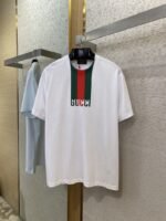 Gucci Collar Stripe Printed Round Neck Short Sleeve T-Shirt - 图片 5