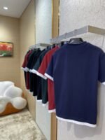 Prada Fake Double Layer Short Sleeve T-Shirt Navy - 图片 4
