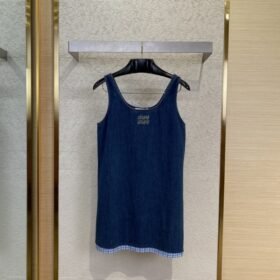 Miu Miu Logo Patchwork Denim Dress
