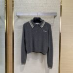 Miu Miu Cutout Lapel Long Sleeve Sweater