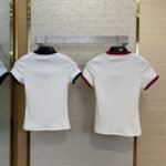 Miu Miu Clashing Colour Round Neck Letter Embroidery Short Sleeve T-Shirt Black - 图片 2