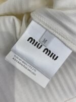 Miu Miu Clashing Colours Round Neck Letter Embroidery Short Sleeve T-Shirt Red - 图片 9