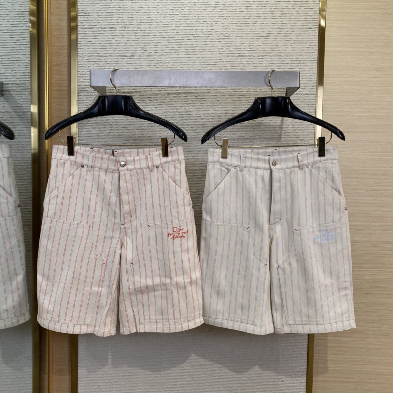 wsxc1745900942065_0-1.jpg Dior Logo Embroidered Striped Shorts White - 图片 1