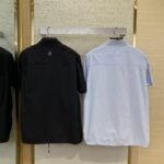 LV Gradient Floral Embroidery Short Sleeve Shirt Blue - 图片 2