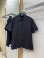 LV Gradient Floral Embroidery Short Sleeve Shirt Black - 图片 5