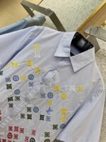 LV Gradient Floral Embroidery Short Sleeve Shirt Blue - 图片 6