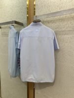 LV Gradient Floral Embroidery Short Sleeve Shirt Blue - 图片 7
