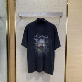 Balenciaga Grunya Small Town Washed Sail Short Sleeve T-Shirt
