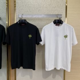 Gucci Green Rose 3D Embroidery Short Sleeve Black