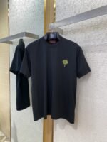 Gucci Green Rose 3D Embroidery Short Sleeve Black - 图片 5