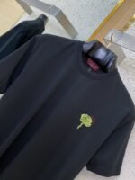 Gucci Green Rose 3D Embroidery Short Sleeve Black - 图片 6