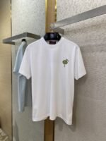 Gucci Green Rose 3D Embroidery Short Sleeve White - 图片 5