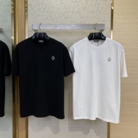 Dior Reflective Letter Print Round Neck Short Sleeve T-Shirt White
