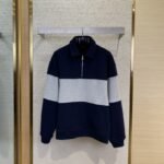 Miu Miu Lapel Embroidered Half Zip Colour Block Sweatshirt