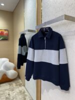Miu Miu Lapel Embroidered Half Zip Colour Block Sweatshirt - 图片 3