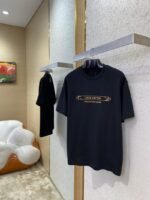 LV Gold Frame Embroidery Round Neck Short Sleeve T-Shirt - 图片 3