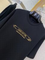 LV Gold Frame Embroidery Round Neck Short Sleeve T-Shirt - 图片 6