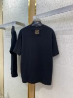LV Gold Frame Embroidery Round Neck Short Sleeve T-Shirt - 图片 7