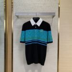 LV turndown collar jacquard short sleeve polo shirt