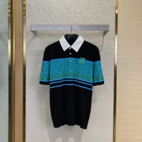 LV turndown collar jacquard short sleeve polo shirt