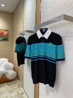 LV turndown collar jacquard short sleeve polo shirt - 图片 3