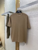 LV Jacquard Sleeve Knit Crew Neck Short Sleeve T-Shirt Khaki - 图片 7