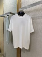 LV Jacquard Sleeve Knit Crew Neck Short Sleeve T-Shirt White - 图片 5