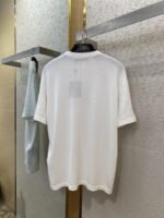 LV Jacquard Sleeve Knit Crew Neck Short Sleeve T-Shirt White - 图片 7