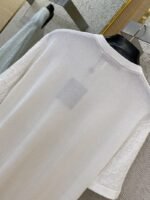 LV Jacquard Sleeve Knit Crew Neck Short Sleeve T-Shirt White - 图片 8