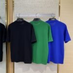 LV Jacquard Sleeve Knit Crew Neck Short Sleeve T-Shirt Green - 图片 2