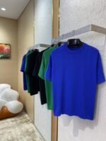 LV Jacquard Sleeve Knit Crew Neck Short Sleeve T-Shirt Green - 图片 3