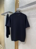 LV Jacquard Sleeve Knit Crew Neck Short Sleeve T-Shirt Black - 图片 7